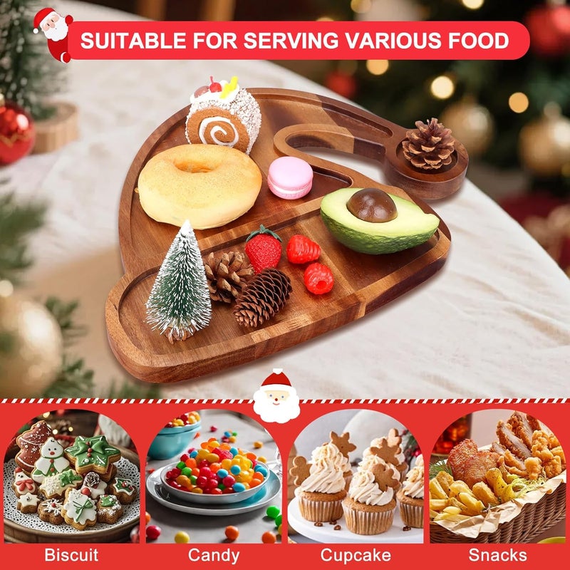 Gtencemen Acacia Wood Christmas Hat Tray - Decorative Serving Platter, Festive Plate, Xmas Dish & Wooden Charcuterie Board for Holiday Gift, Cheese, Fruit, Veggie & Cookie, Food, Snack, 14” x 11” - Image 4